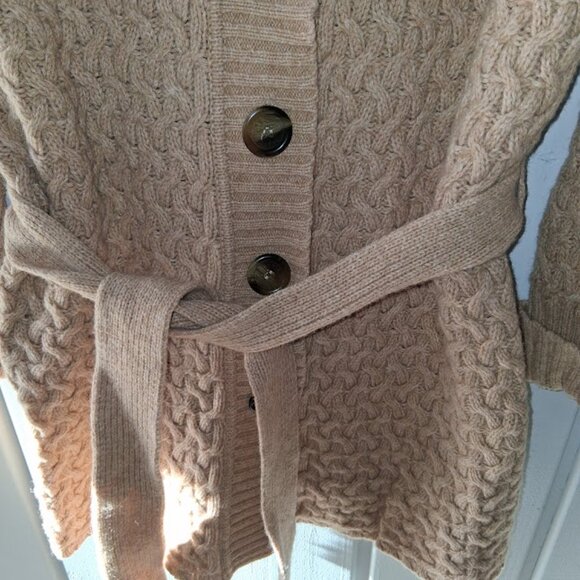 Liz Claiborne Belted Button Down Long Wool Blend Cardigan Sz L - Picture 2 of 6